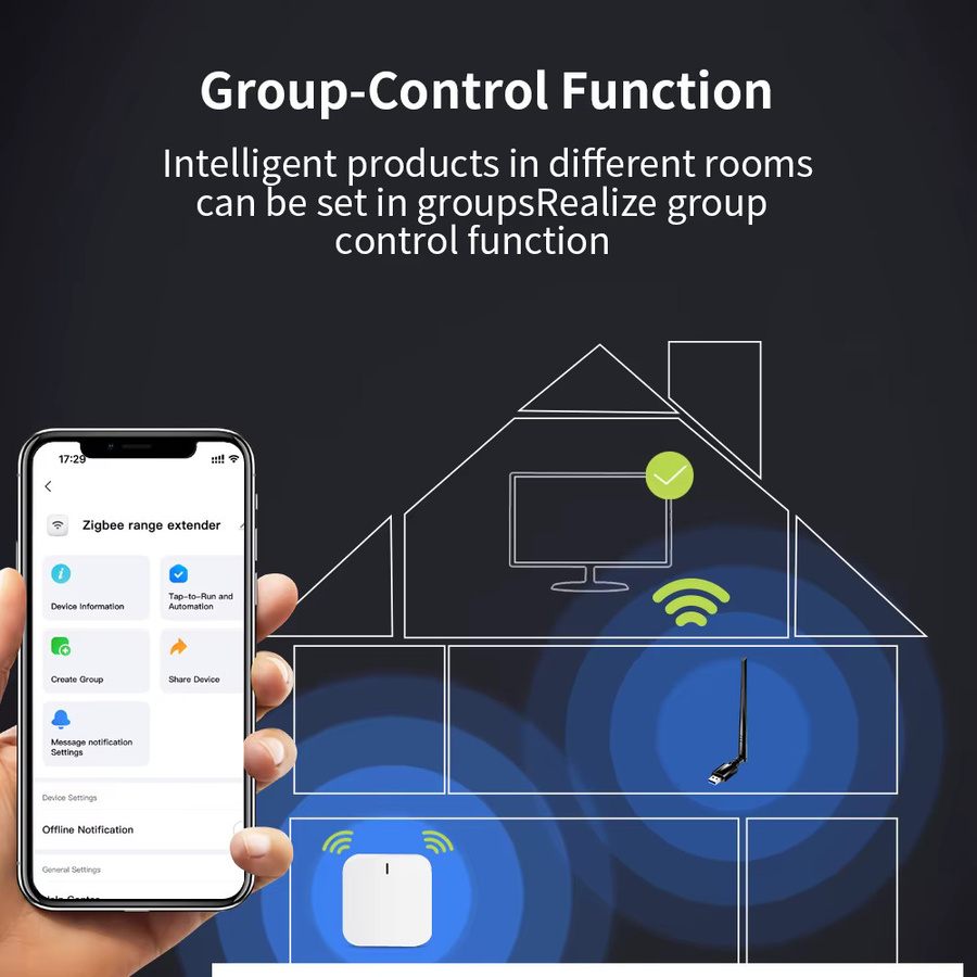 Tuya Zigbee Range Extender USB High-Gain Gateway mit abnehmbarer Antenne in Schwarz für Home Assistant - Bild 2