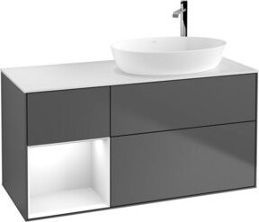 V&B Waschtischunterschrank Finion mit Wandbeleuchtung, Anthrazit lackiert, Breite: 120 cm, Höhe: 50,1 cm, Tiefe: 50,1 cm - Bild 1