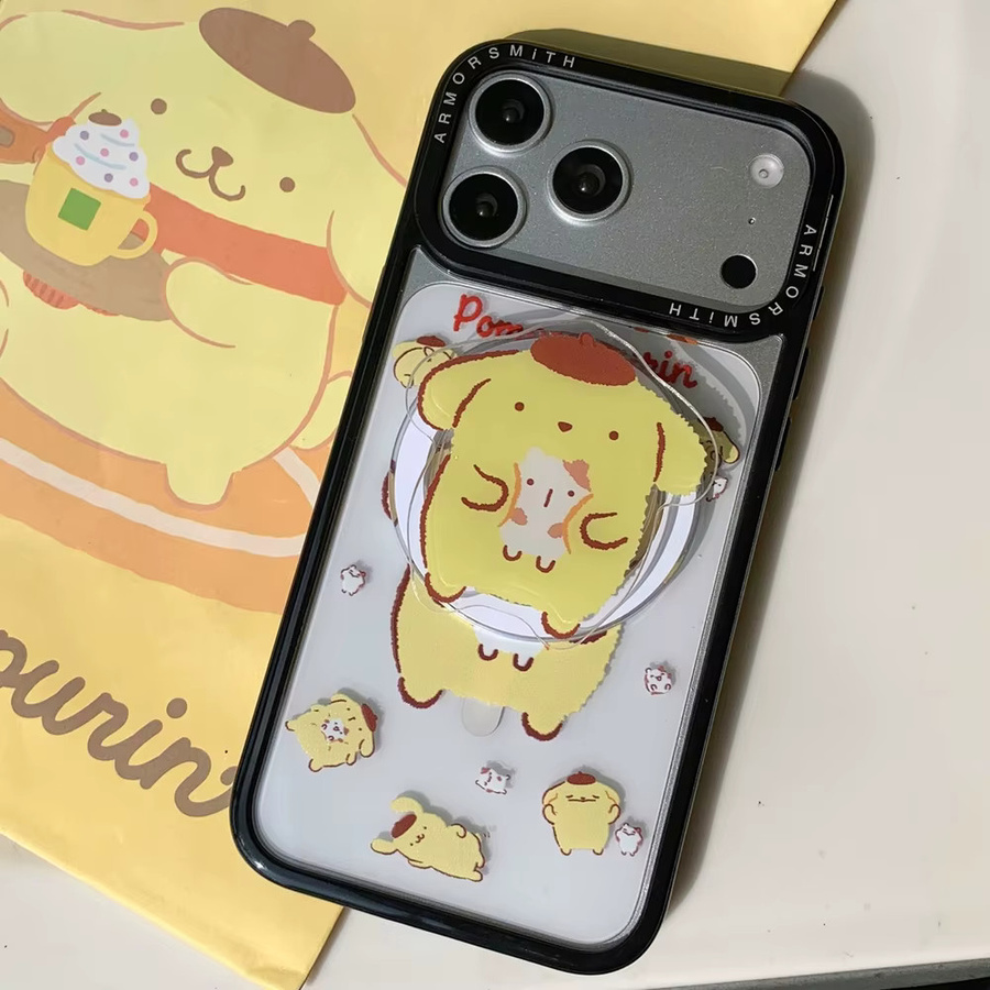 Sanrio Handyhülle mit Magnetischem Griffhalter und MagSafe kabellosem Laden für iPhone 17 16 15 14 13 12 11 Pro Max Cover mit Hangyodon und Pompompurin Designs - Bild 2