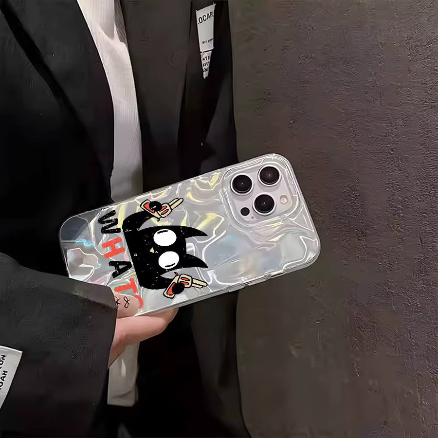Lustige Black Cat Handyhülle für Apple iPhone 12 bis 17 Pro Max Plus, mehrfarbig, matt versilbert, schützendes Design - Bild 3