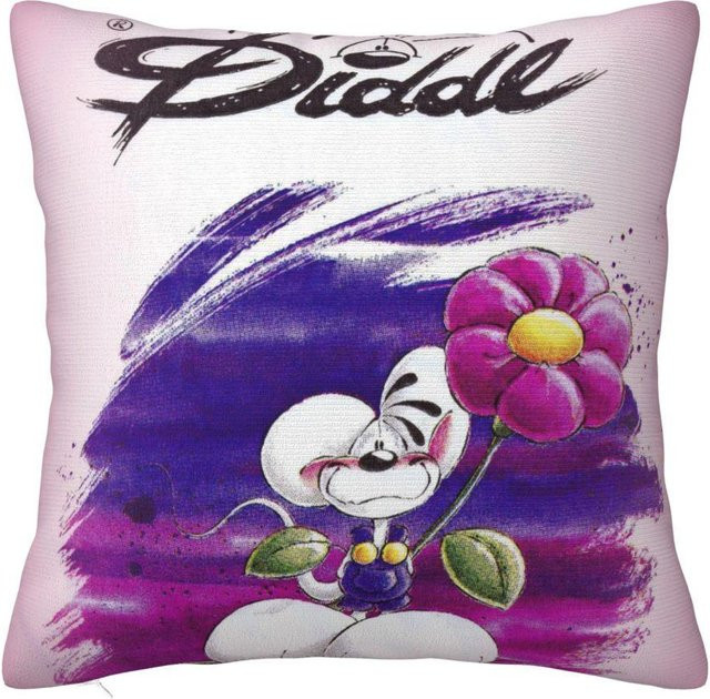 Diddl Vintage Kissenbezug mit süßem Design in Multicolour, Material Peach Skin, B/B/H: 18 x 18 x 18 cm - Bild 1