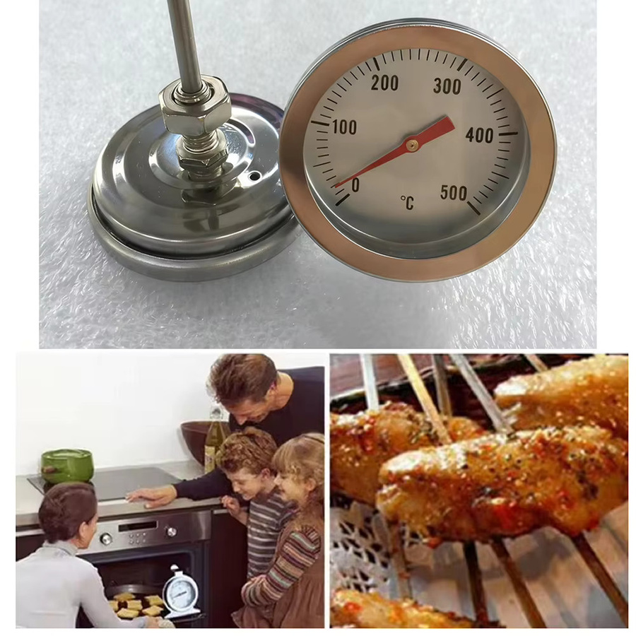 VIBRATITE BBQ-Thermometer aus Edelstahl in Silber, analoges Bimetall-Ofenthermometer mit Messbereich 0–500 °C, Durchmesser: 5,2 cm - Bild 2