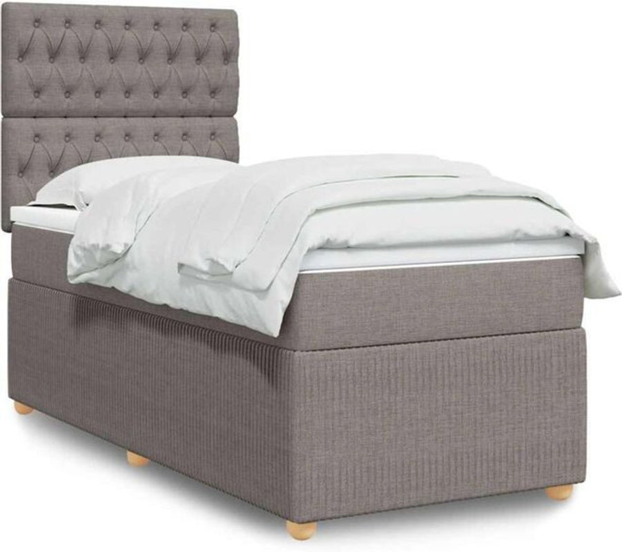 Boxspringbett mit Matratze von Vidaxl in Taupe meliert, Stoff und Holzwerkstoff, B/T/H: 200 x 100 x 140,5 cm - Bild 1