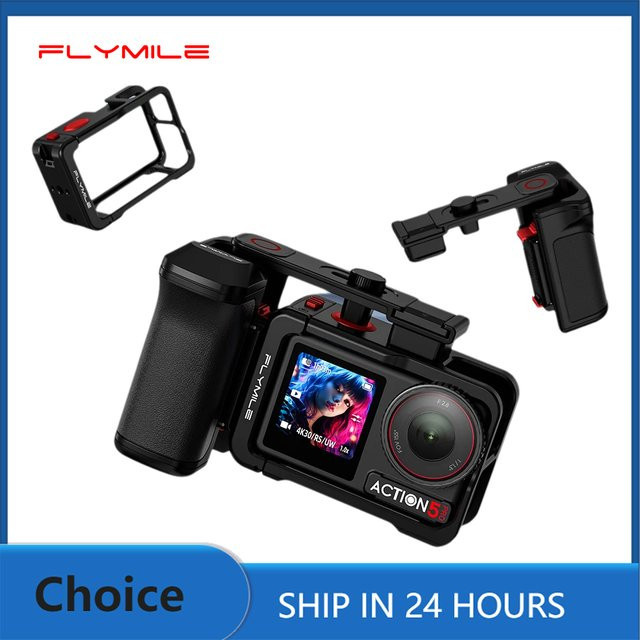 Flymile Action 5 Pro Street-Griff mit Auslöseknopf für DJI Osmo Action 4 und Action 3 in Schwarz - Bild 1