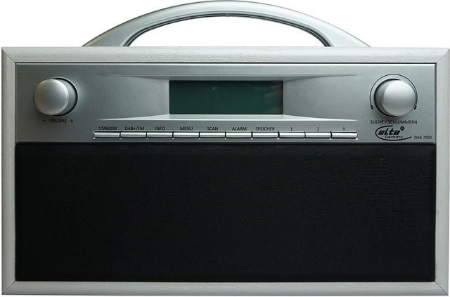 ELTA DAB+ Radio MP3 Wecker mit LCD-Display und Holzgehäuse in Silber/Grau - Bild 1