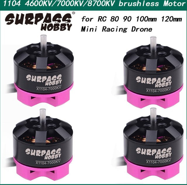 Surpass Hobby Brushless Motoren 1104 für Mini Racing Drohnen, 4er Set, kompatibel mit 2-3S Lipo, erhältlich in 4600KV, 7000KV oder 8700KV - Bild 1
