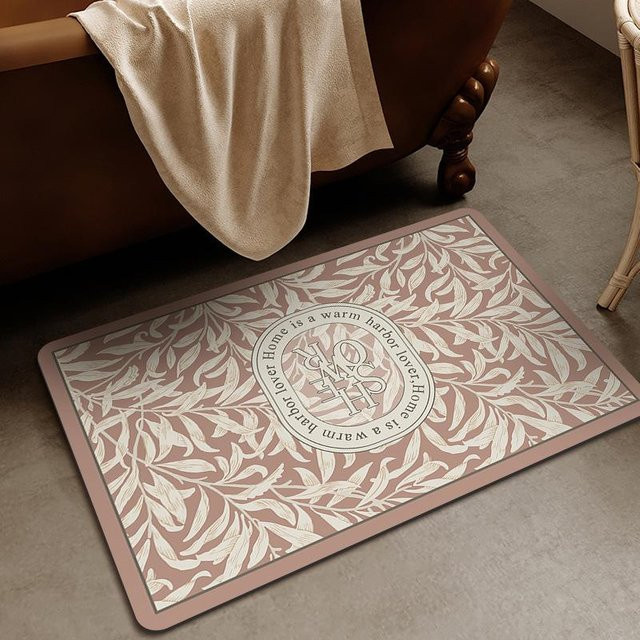 Yiran Furniture Kieselgurmatte für das Badezimmer mit Blumenmuster, beige, B/T: 60 x 40 cm - Bild 1