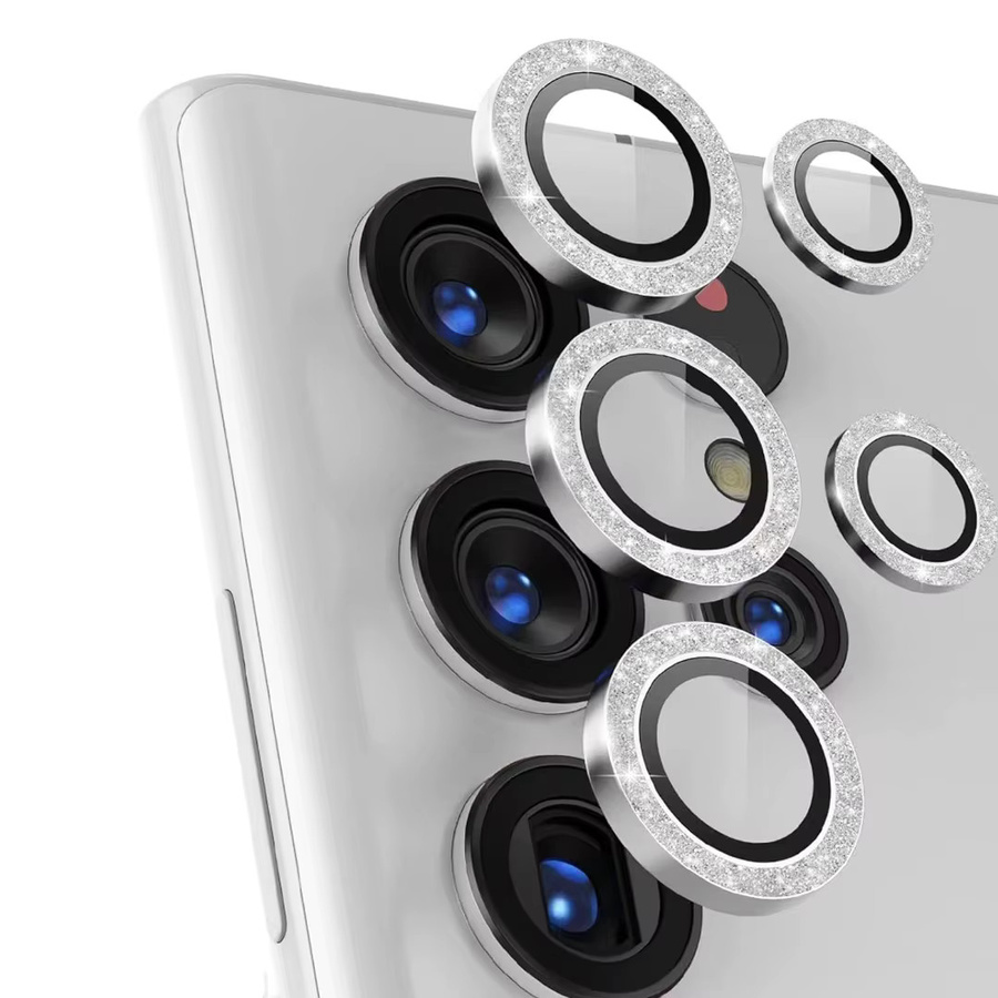 Glitzer Kameraobjektivschutz aus Glas für Samsung Galaxy S26 S25 S24 S23 Ultra FE Plus A55 A35 A54 A16 A15 in Silber, 5 oder 3 Stück pro Packung - Bild 3