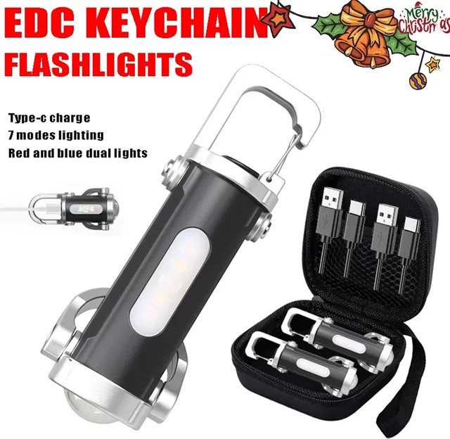 KDULIT COB-LED-Schlüsselanhänger-Licht in Schwarz, wiederaufladbare tragbare Taschenlampe mit Haken für Outdoor und Camping - Bild 1