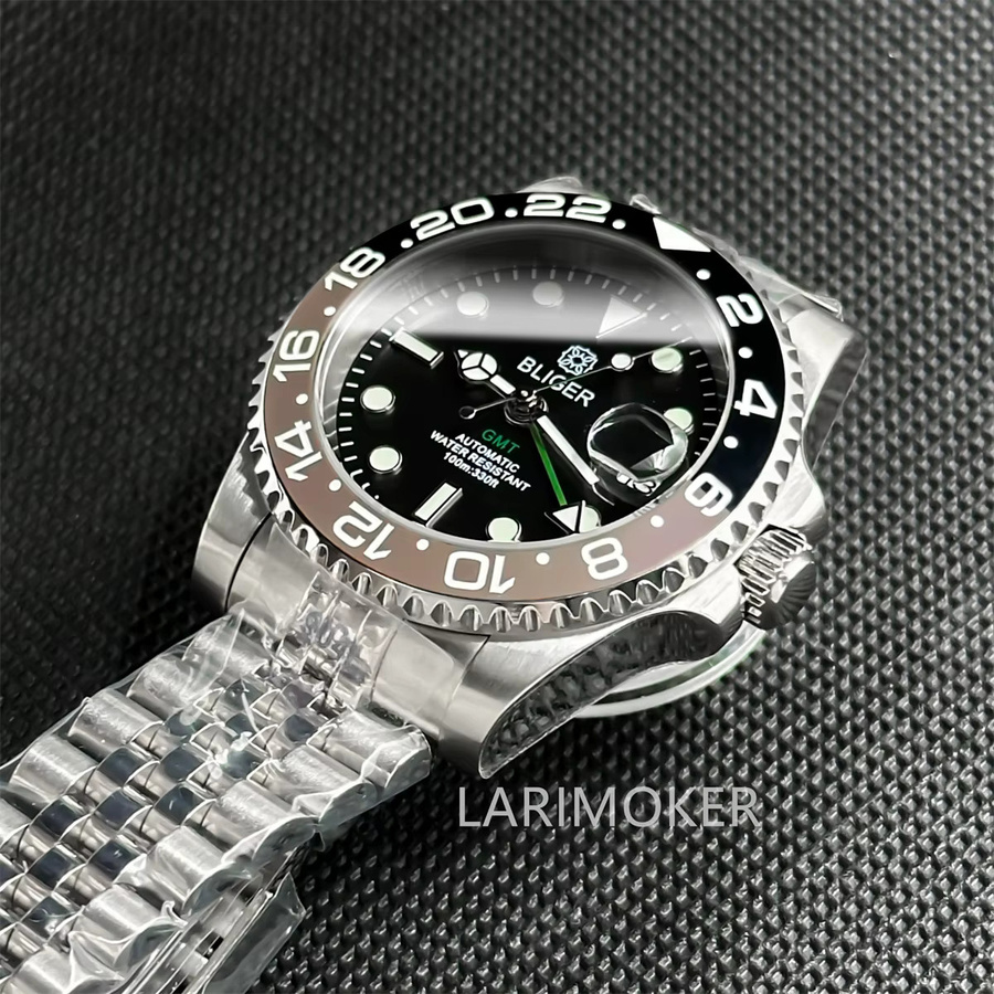 BLIGER Armbanduhr, Automatik, Edelstahl, 40 mm, Herren, Schwarz, GMT - Bild 4