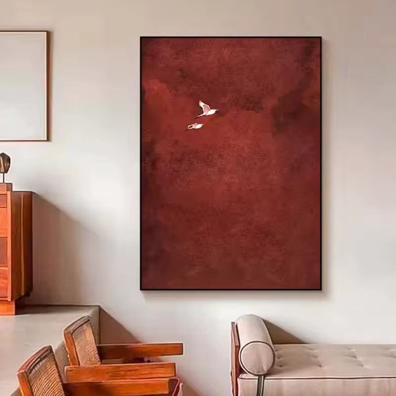 Potdemiel Leinwandgemälde Vintage fliegende Vögel und Reiher, abstraktes surrealistisches Poster als minimalistische Wandkunst für dein Wohnzimmer oder den Eingangsbereich - Bild 2