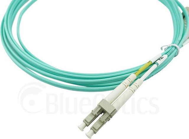 BlueOptics Duplex LWL Patchkabel LC-UPC/LC-UPC Multimode OM3 G50/125µm, Farbe: beige/türkis, Länge: 50 Meter - Bild 1