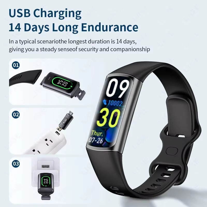 Lige Smartwatch, Schwarz, Silikon, Unisex, wasserdicht - Bild 5