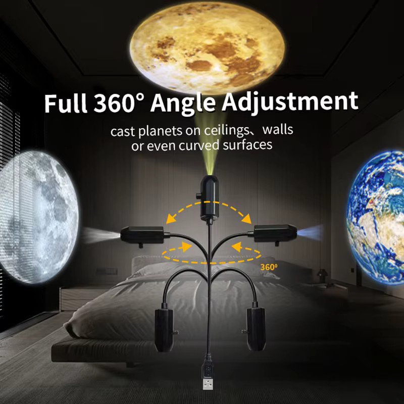 TLEDMP LED-Stern-Galaxie-Projektorlampe mit umschaltbaren Mond- und Erde-Projektionsmustern als Nachtlicht für dein Zuhause und Schlafzimmer - Bild 3