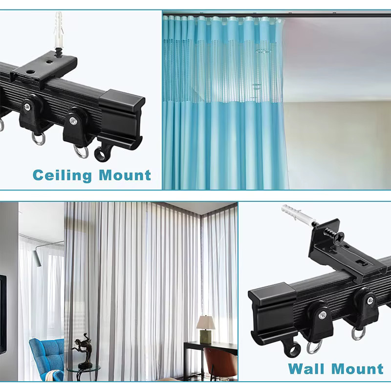 Flexible biegbare Vorhangschiene für Decke oder Wand in Schwarz oder Weiß für Wohnmobile und Raumteiler - Bild 2