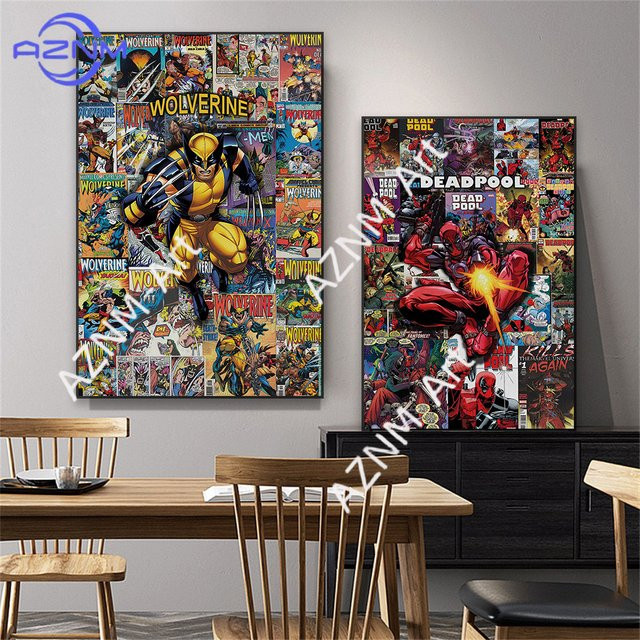 Deadpool und Wolverine Leinwandgemälde als moderner Comic Kunstdruck für deine Wanddekoration in Mehrfarbig - Bild 1
