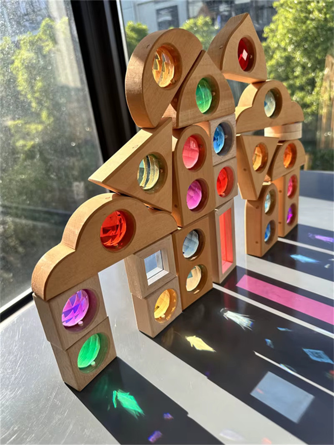 Jumpsecret Holzblöcke Bauspielzeug Holz Bunt / Mehrfarbig transparent - Bild 3