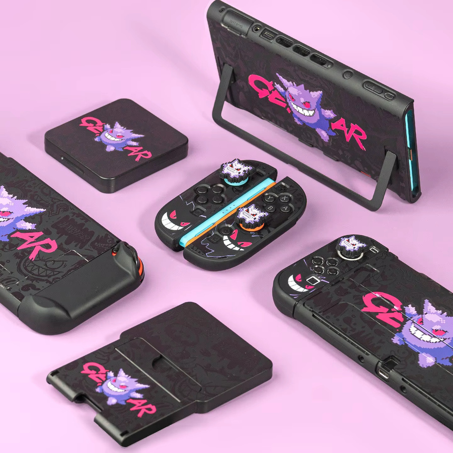 Keeppley Pixel-Style Schutzhülle für Nintendo Switch und OLED-Modelle inklusive abnehmbarer Hartschalen-Dock-Abdeckung für Joy-Con, Mehrfarbig - Bild 2