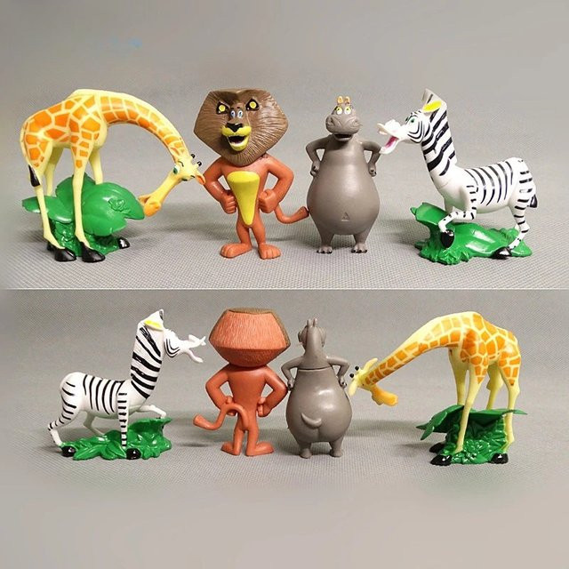 Hasbro Madagaskar Tierfigurensammlung, 4-teiliges Set, Tiere, Kunststoff - Bild 1