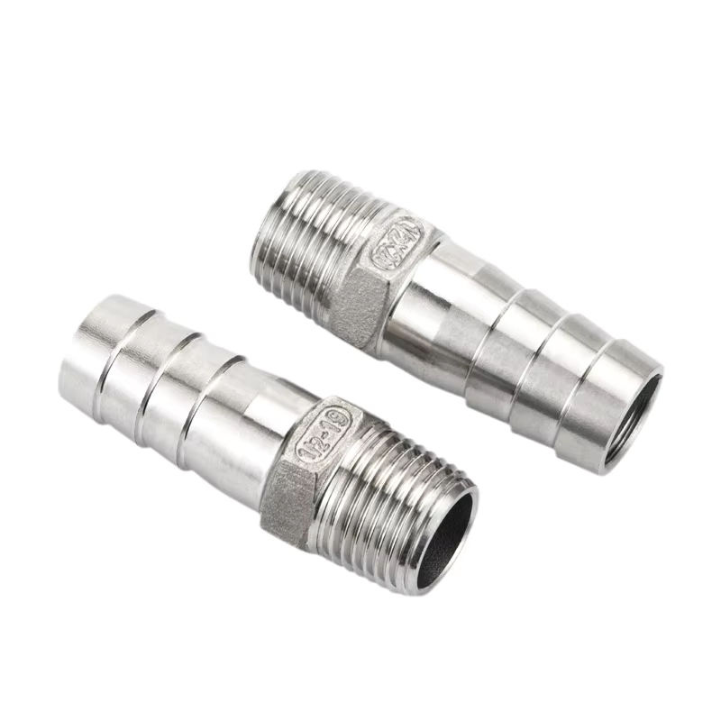 AIRSLG Schlauchanschluss aus 304 Edelstahl als Pagodenverbinder mit 1/2 Zoll BSP Außengewinde in Silber - Bild 2
