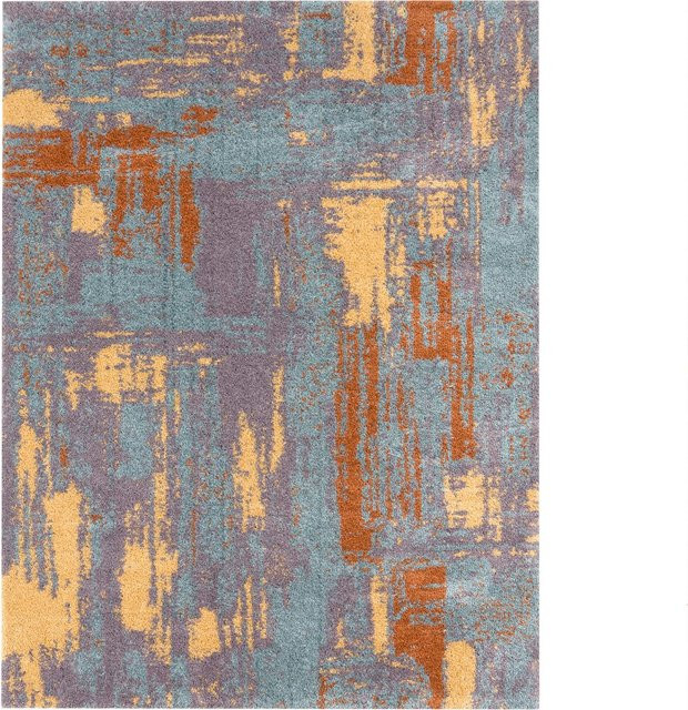 Hochflor-Teppich Padella in Mehrfarbig und Grau mit abstraktem Vintage-Design, B/T: 60 x 100 cm - Bild 1
