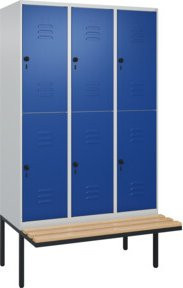 C+P Doppelstock-Spind Classic PLUS Sitzbank mit 3 Abteilen und Buche-Hartholz Sitzfläche, B/T/H: 212 x 120 x 81,5 cm - Bild 1