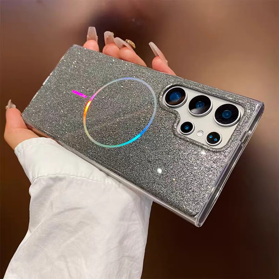 IMD Bling Glitter Magnetische MagSafe Schutzhülle für Samsung S25 S24 FE S23 Ultra Plus in Schwarz - Bild 2