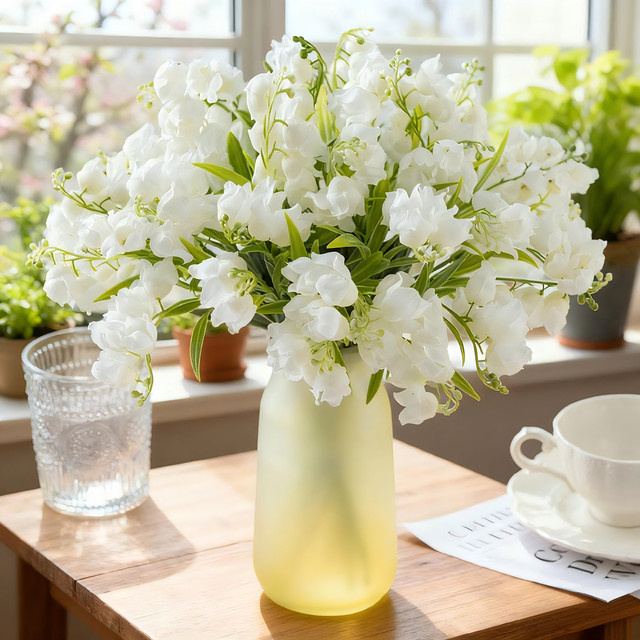 5 Stück künstliche Blumen für Windspiele in Lila und Weiß zur Dekoration von Hochzeit, Valentinstag und Garten - Bild 1