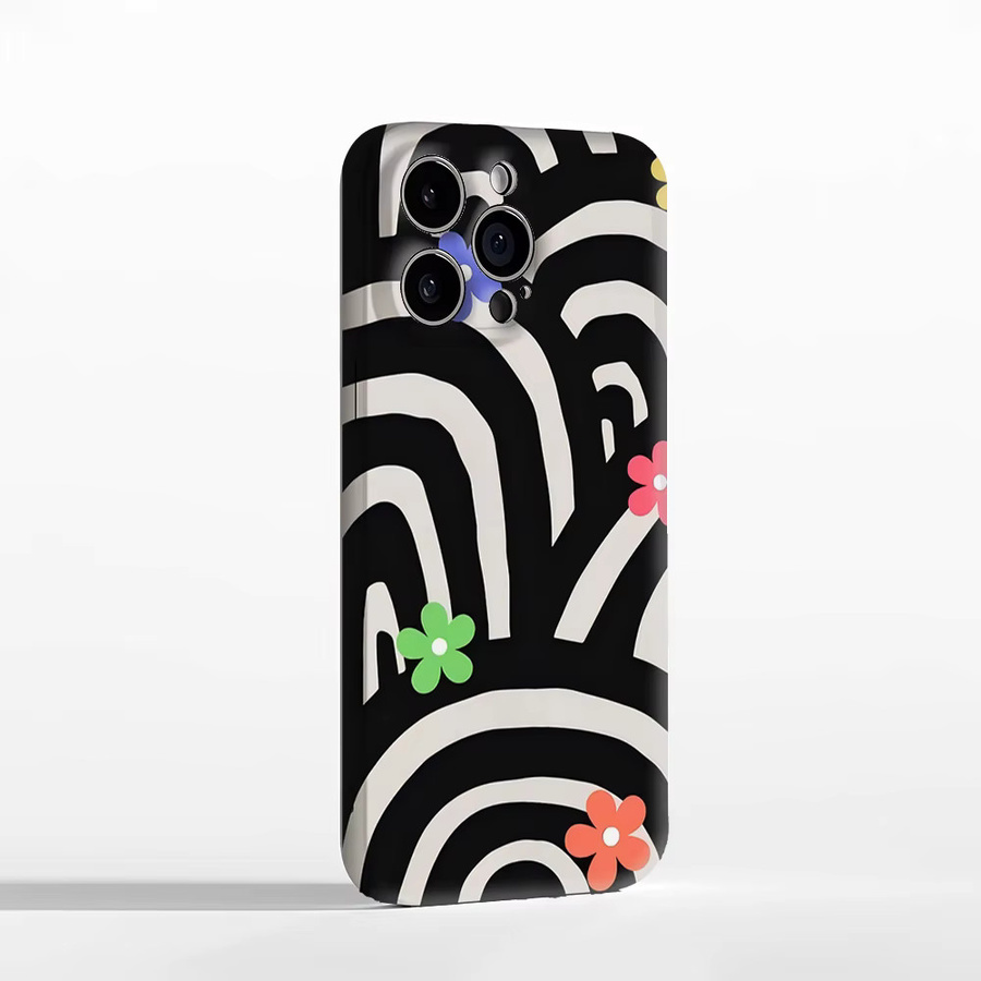 Flower Line Maze Handyhülle für iPhone 17 16 15 14 13 12 11 Pro Max Plus mit doppelschichtiger Rückseite in Multicolour - Bild 3