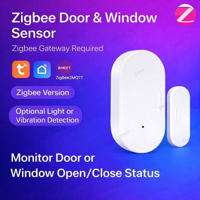 Coolo Zigbee Tür- und Fenstersensor in Weiß für Smart Home Diebstahlschutz und Fernüberwachung via TUYA App und 2MQTT - Bild 1