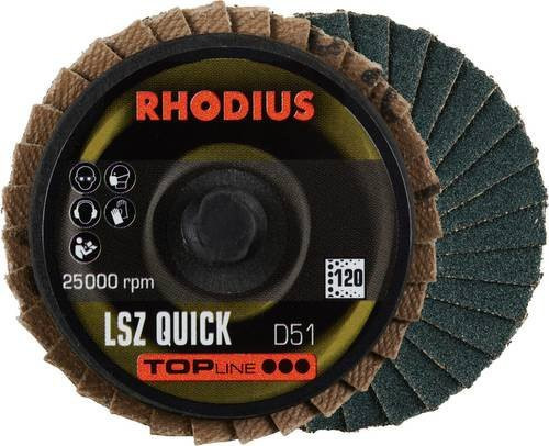 Rhodius LSZ QUICK Fächerschleifscheibe Körnung 120 für Edelstahl, Stahl und NE-Metalle, 10 Stück, Mehrfarbig - Bild 1