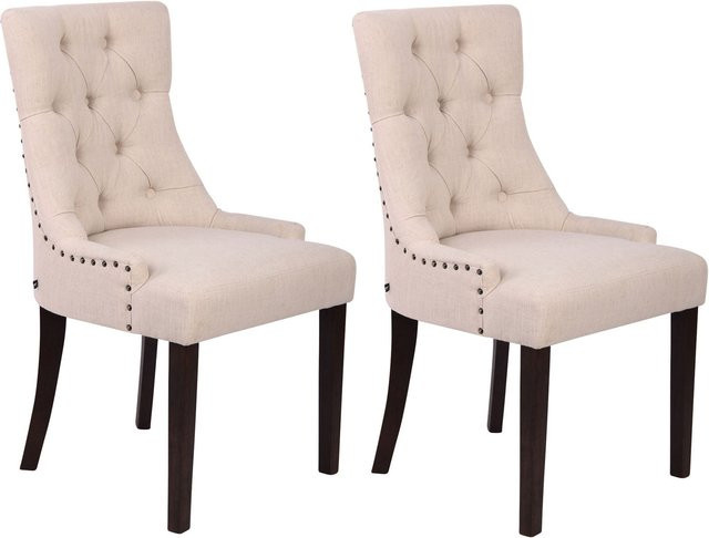 TPFLiving 2er Set Esszimmerstühle Aboli in Creme mit Stoffbezug - Bild 1