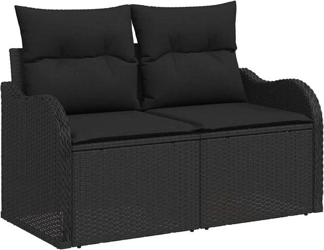 vidaXL Garten-Sofa-Set aus Poly-Rattan und Stahl in Schwarz mit 10 Teilen und Kissen - Bild 1