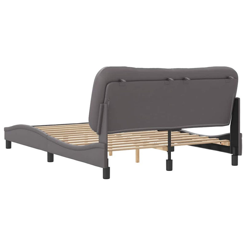 Vidaxl Polsterbett mit Kopfteil aus Kunstleder, Grau, B/T: 120 x 200 cm - Bild 4