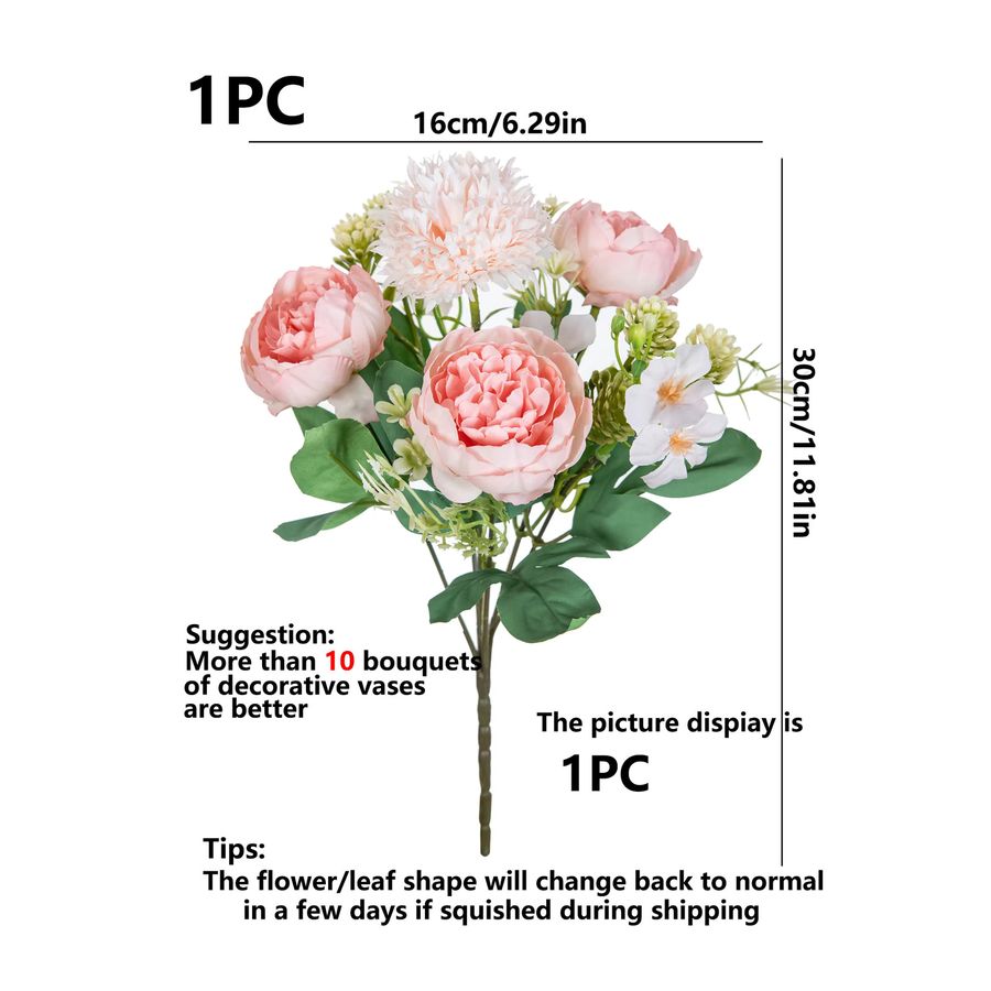 Künstliche Chrysanthemen und Pfingstrosen in Weiß für deine Dekoration zu Anlässen wie Valentinstag oder Hochzeiten - Bild 2