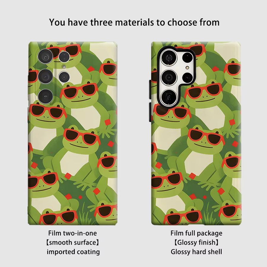 Stoßfeste Doppelschicht Handyhülle mit Frosch-Motiv und Sonnenbrille für Samsung Galaxy S26 S25 S24 S23 Ultra Plus, Mehrfarbig - Bild 2