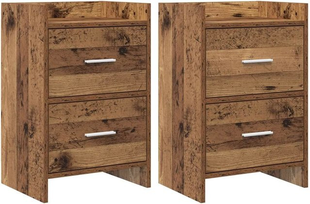 vidaXL Nachttische 2er Set aus Altholz in Braun, modern für dein Schlafzimmer, B/T/H: 40 x 30 x 60 cm - Bild 1