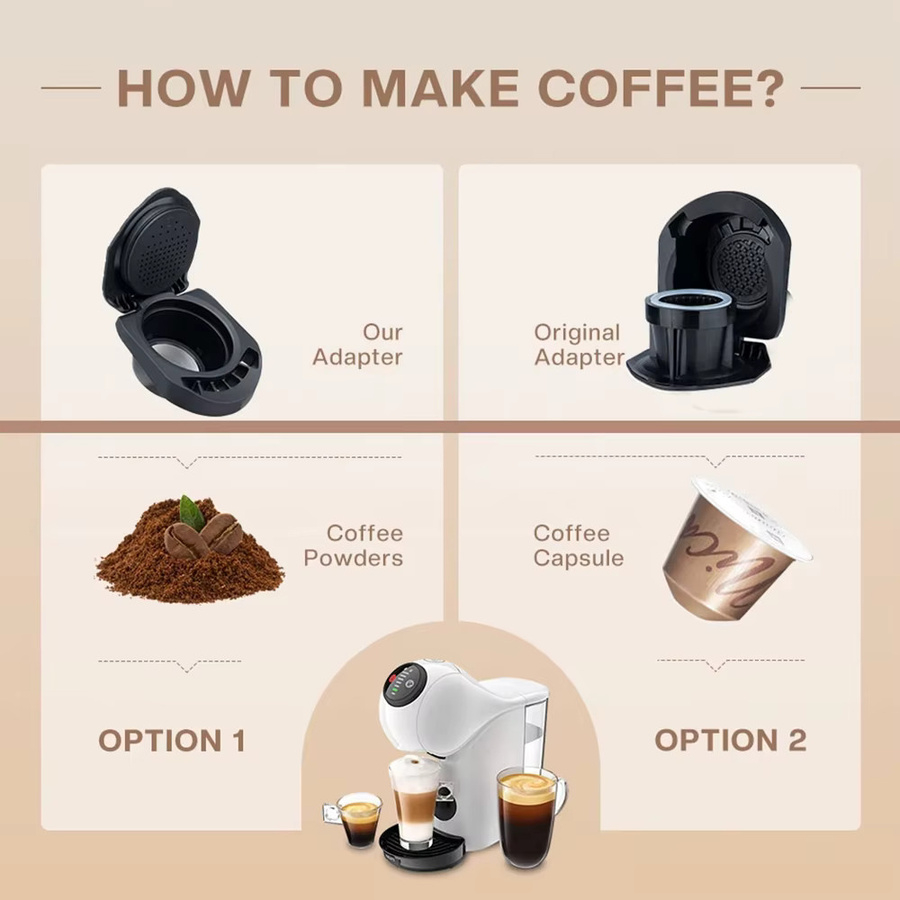 RECAFIMIL Kaffeekapsel-Adapter in Schwarz, wiederverwendbar und nachfüllbar, kompatibel mit Dolce Gusto Genio S und Piccolo XS Maschinen - Bild 2