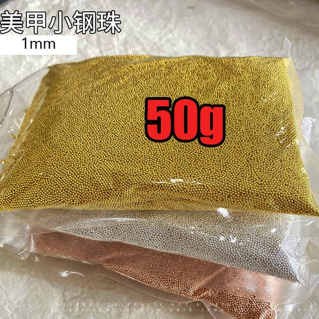 HotPress Nagel-Charms, 50 g, Edelstahl-Perlen, Gold/Silber, 1 mm - Bild 1