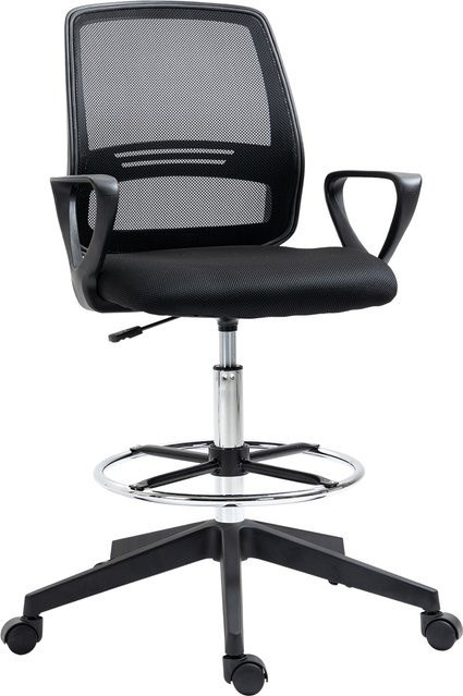Vinsetto orthopädischer Bürostuhl in Schwarz mit Kopfstütze, Fußstütze und Armlehnen, ergonomischer Drehstuhl aus Metall und Stoff für Home-Office - Bild 1