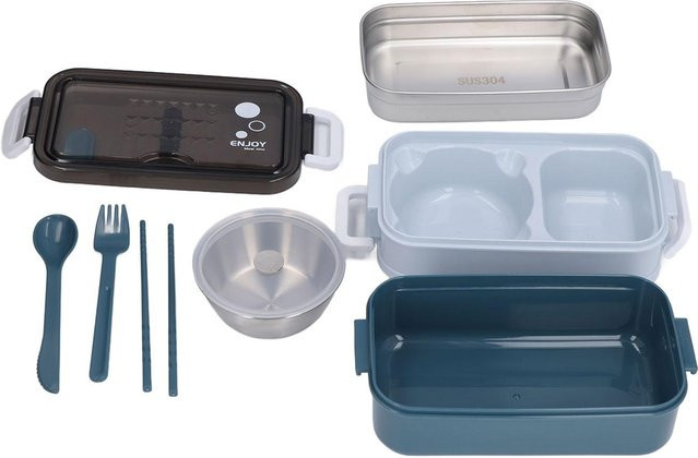 Isolierte Lunchbox aus Edelstahl von CosyHome, 2 Etagen, stapelbar und auslaufsicher, Farbe: Grau - Bild 1