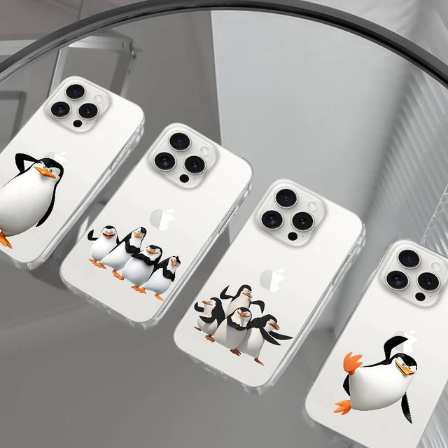 Mesuca Handyhülle mit Madagaskar-Pinguin Motiv für iPhone 17 16 15 14 13 12 11 Pro Max Plus X XR XS Max Transparent Klar - Bild 1