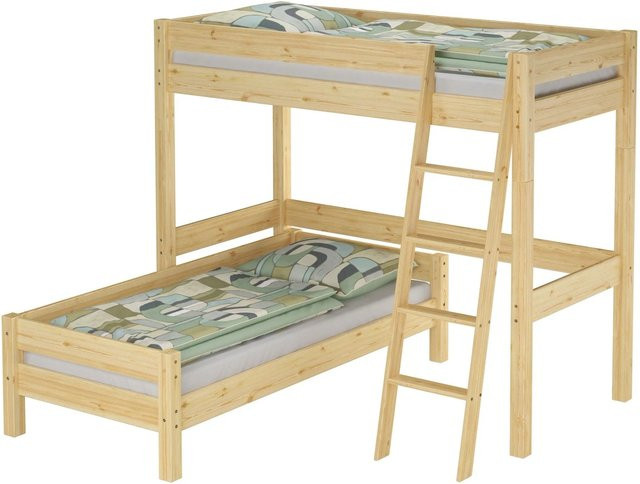 Erst-Holz Kinder Hochbett Stockbett aus Massiv Kiefer Modell 20, Farbe Braun/Mehrfarbig, B/T/H: 90 x 200 x 175 cm - Bild 1