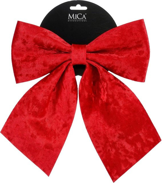 Mica Decorations Weihnachts-Schleife aus Textil in Rot, B/H/T: 24 x 28 x 3,5 cm - Bild 1