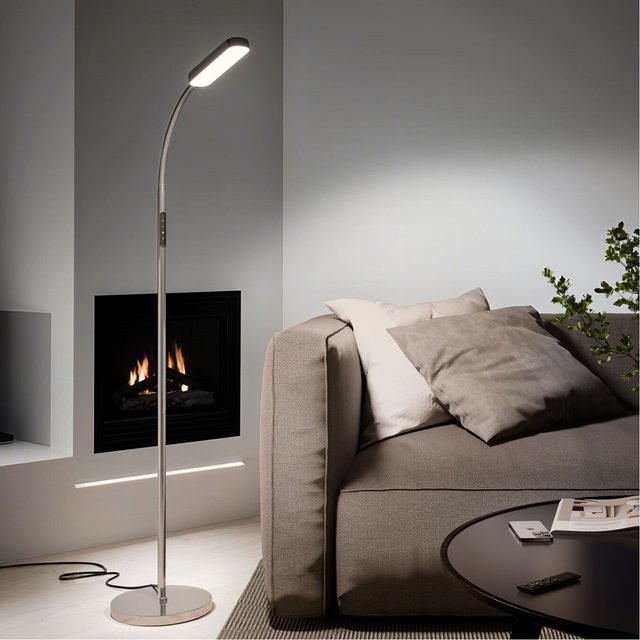 tectake Stehlampe Prisma Silber, dimmbare LED Stehleuchte mit 5 Lichtmodi und flexibler Farbtemperatur, B/T/H: 22 x 22 x 176 cm - Bild 1