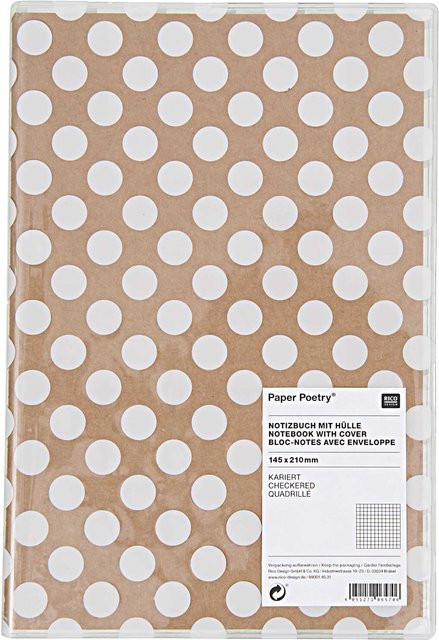 Rico Design Paper Poetry Notizbuch A5 Softcover mit Hülle weiß mit Punkten - Bild 1