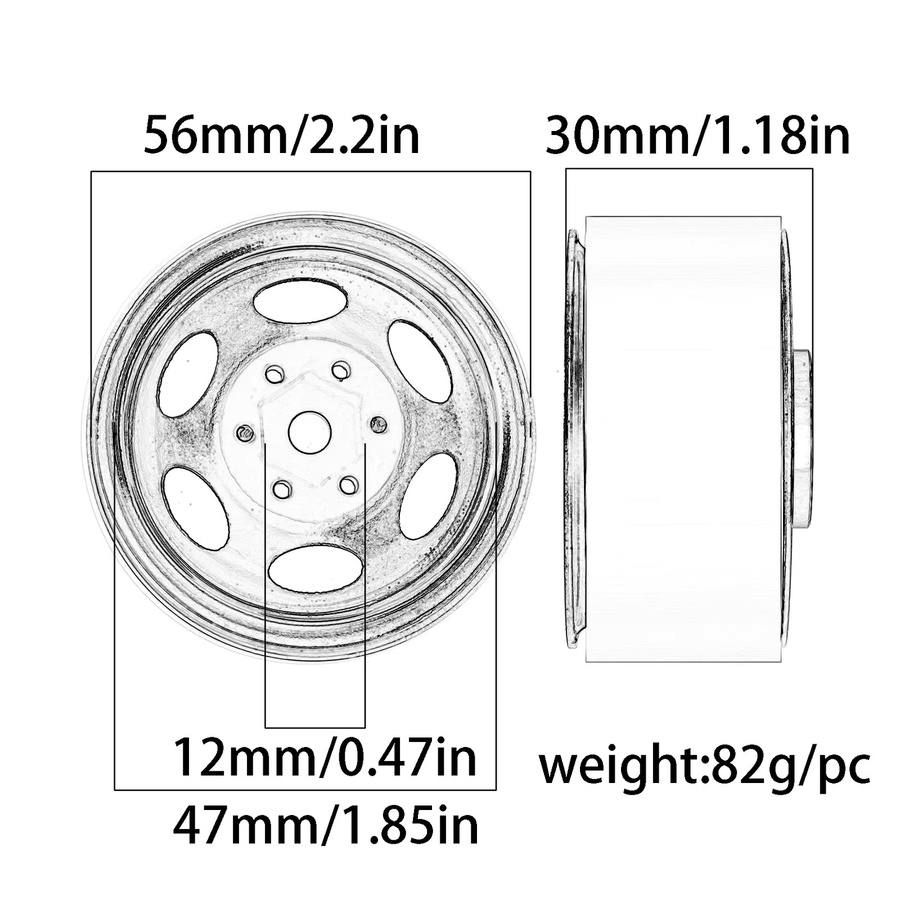 TIMEA Metall-Beadlock-Felgen, 4-teiliges Set, 1,9 Zoll, 1:10 RC Crawler - Bild 2