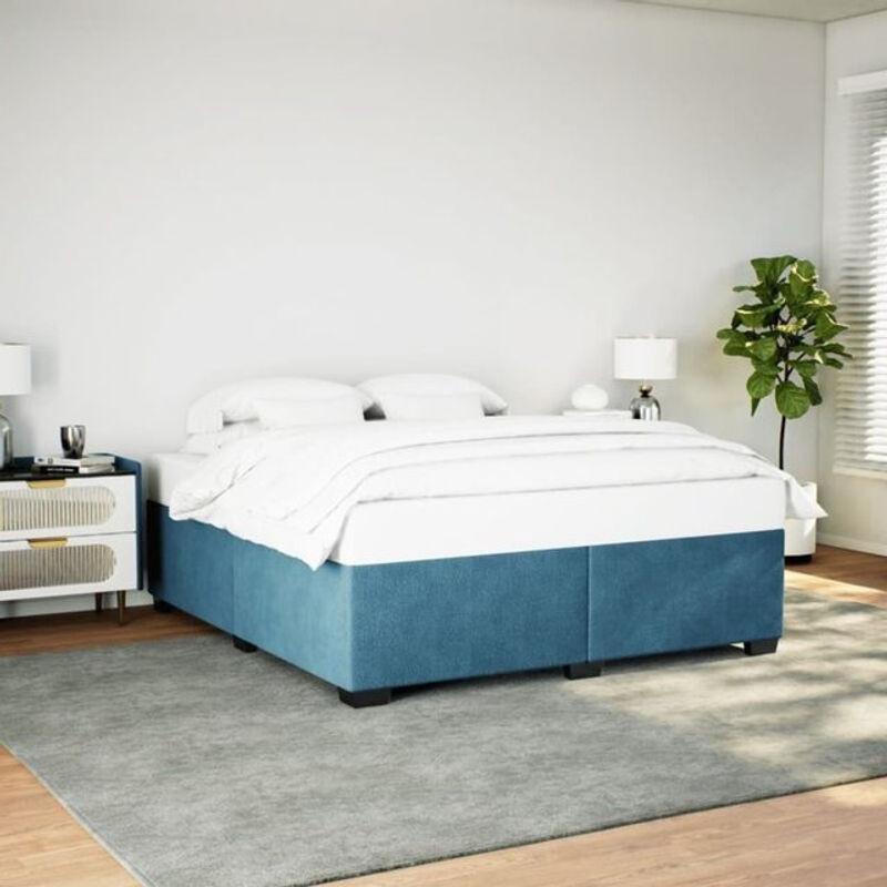 Vidaxl Polsterbett aus Samt und Kiefer in Blau, B/T/H: 180 x 200 x 46 cm - Bild 1