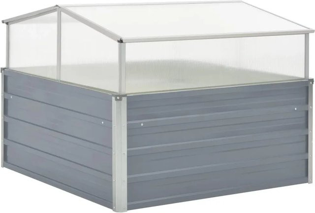 vidaXL Gewächshaus Grau aus verzinktem Stahl und Polycarbonat B/T/H: 100 x 100 x 85 cm - Bild 1
