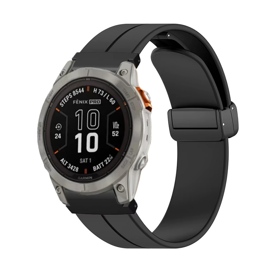 FIFATA Uhrenarmband Silikon, Magnetische Faltschließe, Schwarz, Unisex - Bild 2